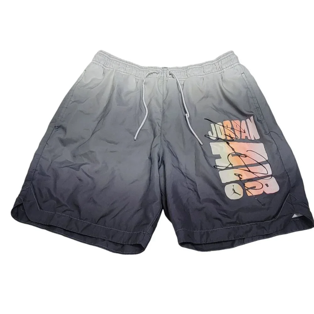 Air Jordan‎ Mens Gray Ombre DNA Poolside Shorts Drawstring Waist Lined Size M